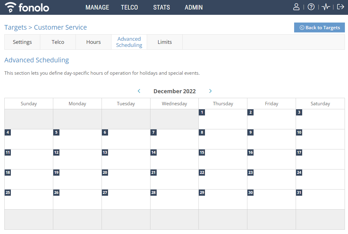 Fonolo Portal Advanced Scheduling View