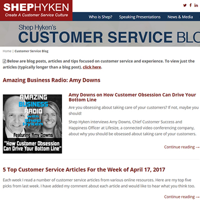 Shep Hyken Customer Service Blog