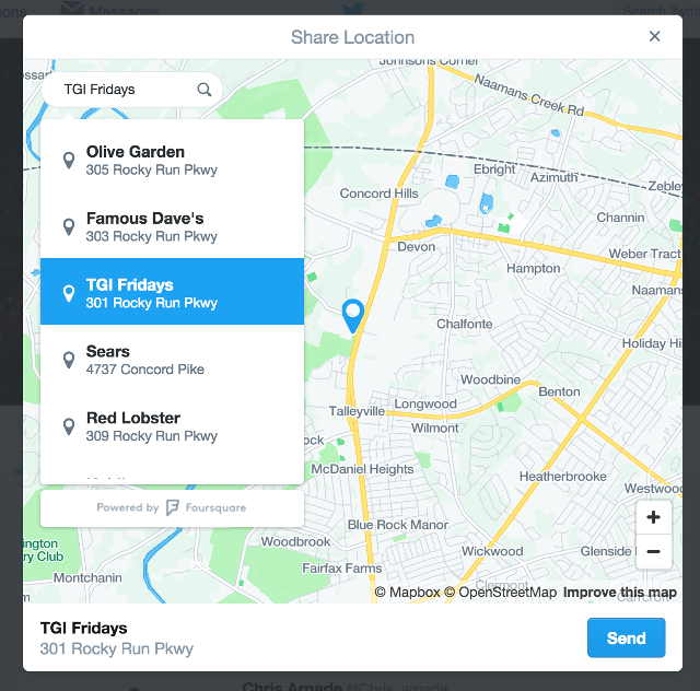 Twitter Business Location Share